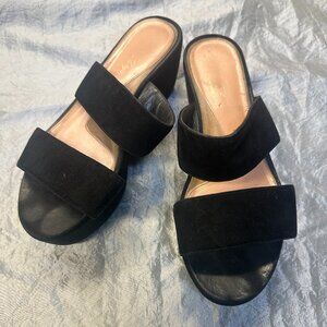 Robert Clergerie Black Suede Frazzia Wedge Heel